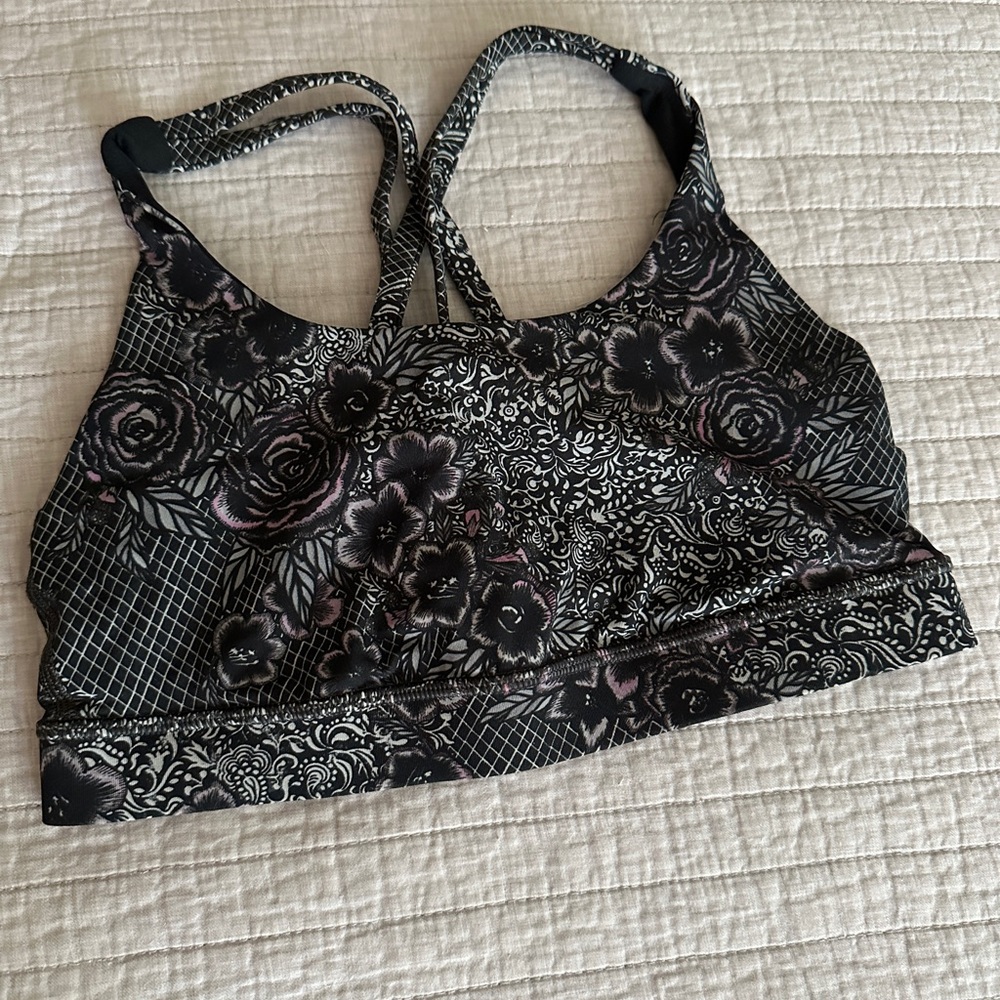 Lululemon Floral Black and Gray Sports Bra Size 6